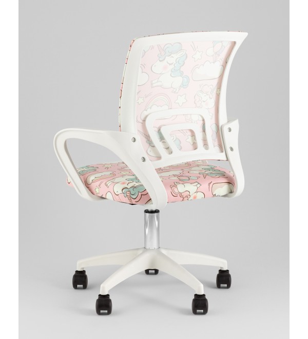 Кресло офисное TopChairs Simple SN Junior принт Unicorns пластик белый