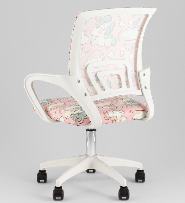 Кресло офисное TopChairs Simple SN Junior принт Unicorns пластик белый