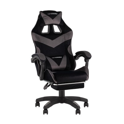Кресло спортивное TopChairs MG-7019 велюр черно-серый