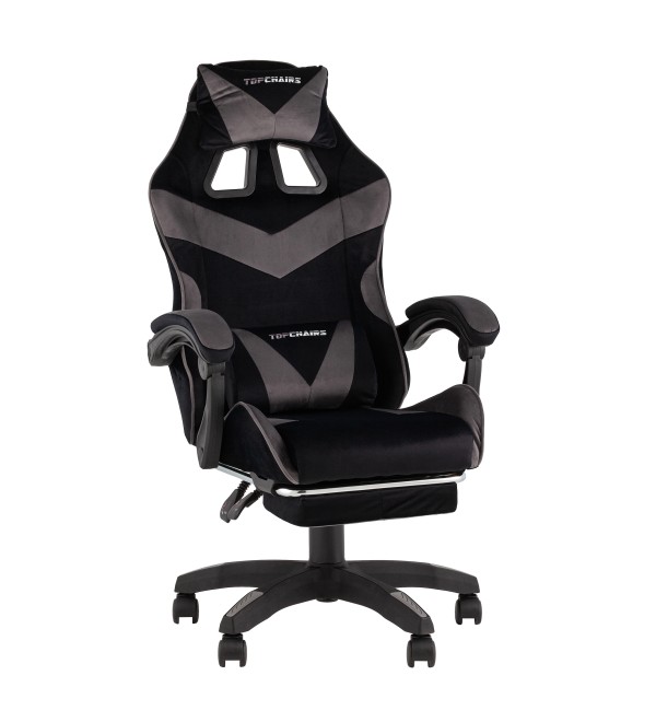Кресло спортивное TopChairs MG-7019 велюр черно-серый