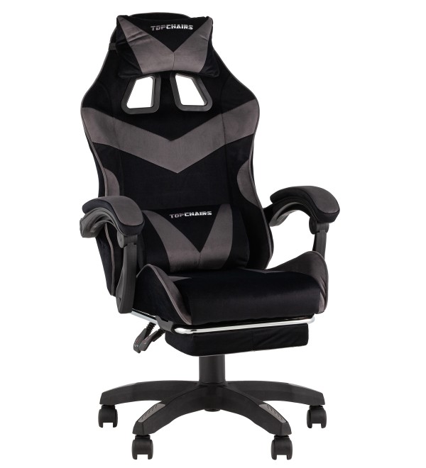 Кресло спортивное TopChairs MG-7019 велюр черно-серый