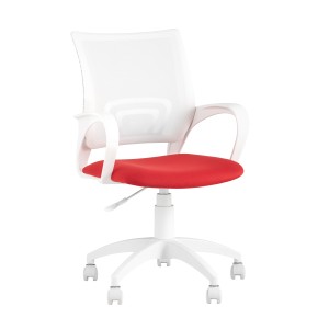 Кресло офисное Topchairs ST-BASIC-W спинка белая сетка сиденье красная ткань крестовина белый пластик