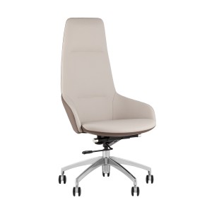 Кресло руководителя TopChairs Soulo светло-серый, коричневый