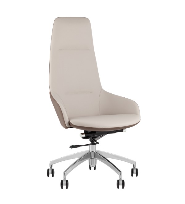 Кресло руководителя TopChairs Soulo светло-серый, коричневый