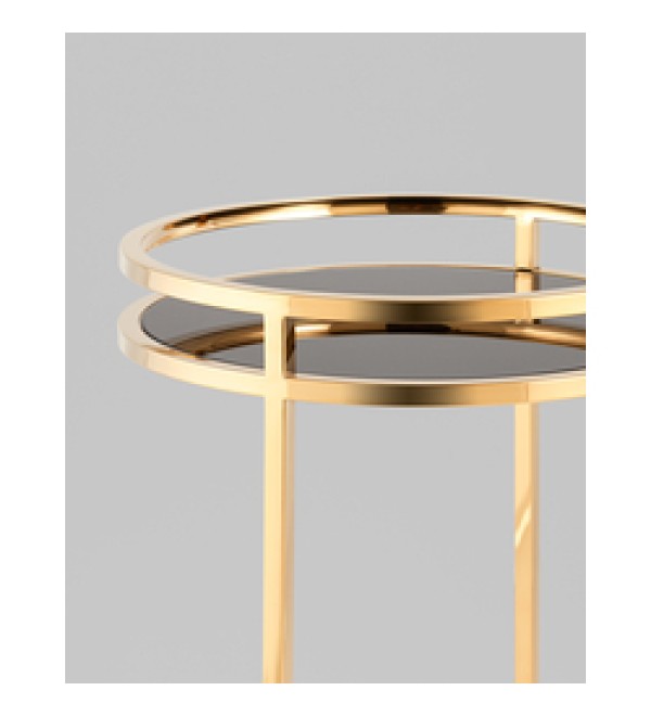 Журнальный столик Гестия 41*60см стекло черное сталь золото