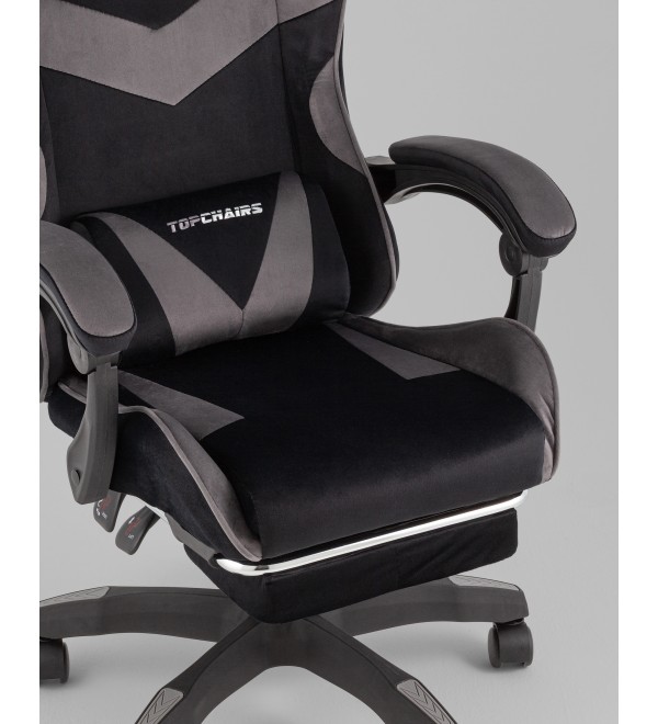 Кресло спортивное TopChairs MG-7019 велюр черно-серый