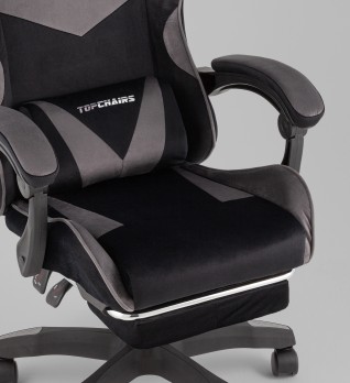 Кресло спортивное TopChairs MG-7019 велюр черно-серый