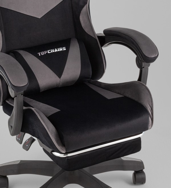 Кресло спортивное TopChairs MG-7019 велюр черно-серый