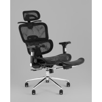 Кресло офисное TopChairs Stich с оттоманкой, черный