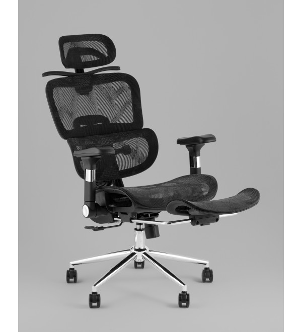 Кресло офисное TopChairs Stich с оттоманкой, черный