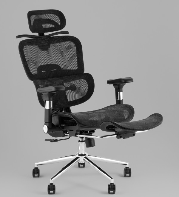 Кресло офисное TopChairs Stich с оттоманкой, черный