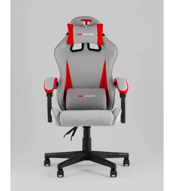 Кресло спортивное TopChairs Phantom ткань серо-красный