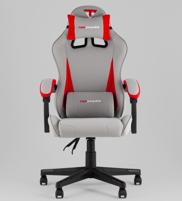 Кресло спортивное TopChairs Phantom ткань серо-красный