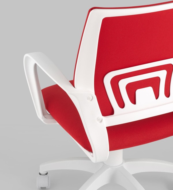Кресло офисное TopChairs ST-BASIC-W красная ткань крестовина белый пластик