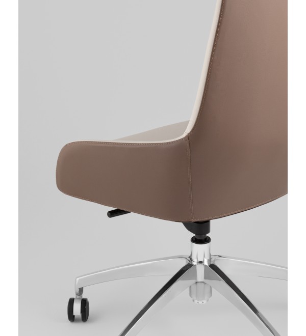 Кресло руководителя TopChairs Soulo светло-серый, коричневый