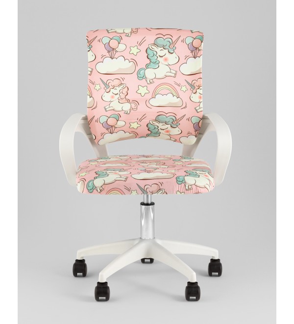 Кресло офисное TopChairs Simple SN Junior принт Unicorns пластик белый