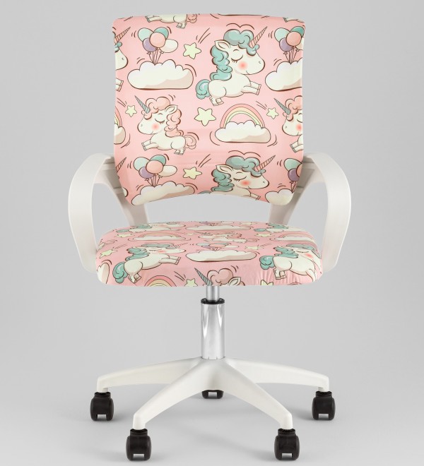 Кресло офисное TopChairs Simple SN Junior принт Unicorns пластик белый