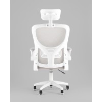 Кресло офисное TopChairs Core серый с подголовником пластик белый