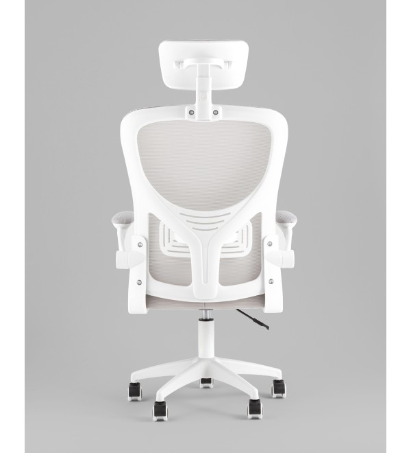 Кресло офисное TopChairs Core серый с подголовником пластик белый