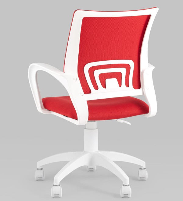Кресло офисное TopChairs ST-BASIC-W красная ткань крестовина белый пластик