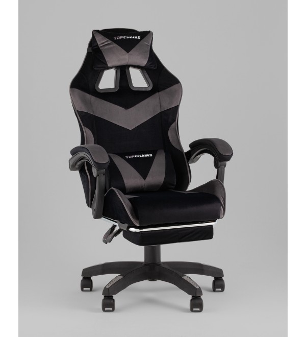 Кресло спортивное TopChairs MG-7019 велюр черно-серый