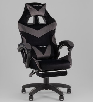 Кресло спортивное TopChairs MG-7019 велюр черно-серый
