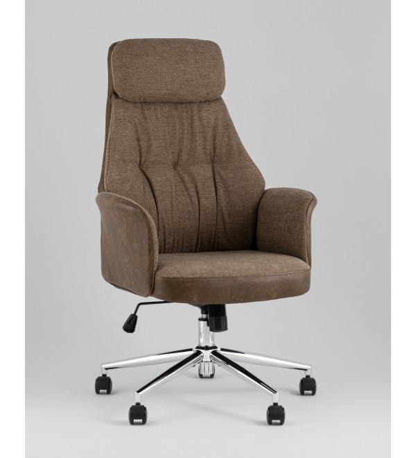 Кресло офисное TopChairs Neoma коричневый экокожа ткань
