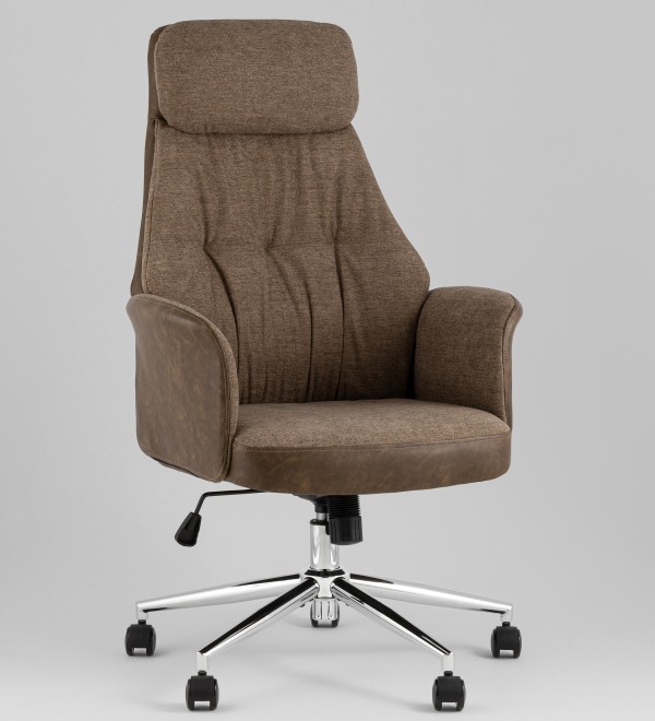 Кресло офисное TopChairs Neoma коричневый экокожа ткань