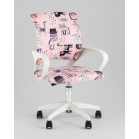 Кресло офисное TopChairs Simple SN Junior принт Pink Cats пластик белый