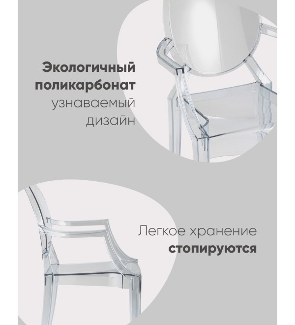 Стул Victoria Ghost с подлокотниками прозрачный