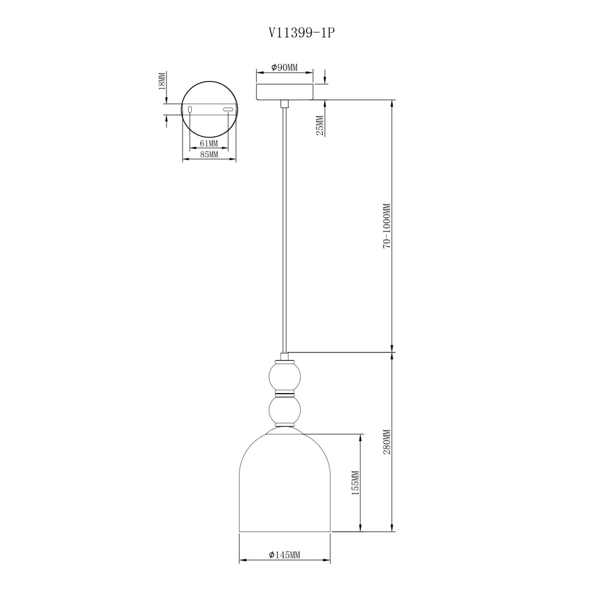 Светильник подвесной Moderli V11399-1P Tamina
