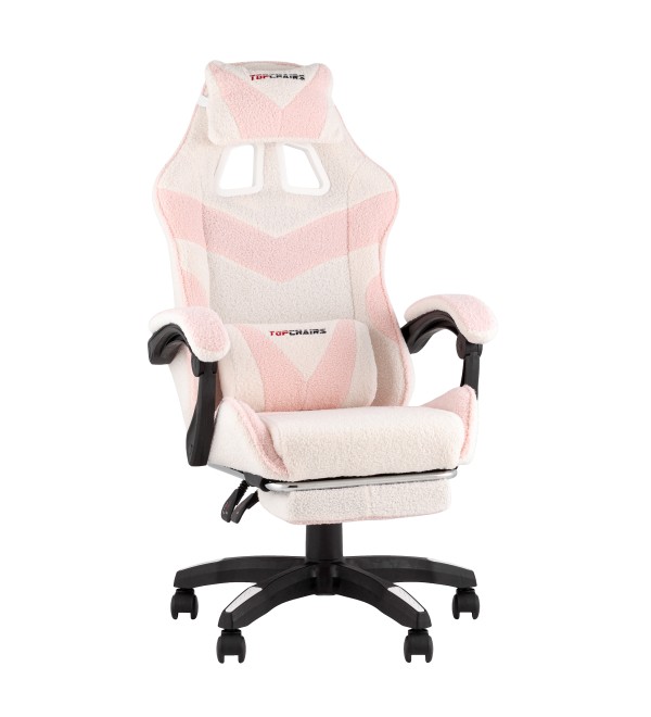 Кресло спортивное TopChairs MG-7019 букле бело-розовый