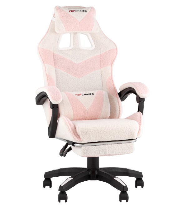 Кресло спортивное TopChairs MG-7019 букле бело-розовый