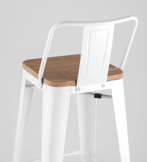 Стул барный TOLIX WOOD со спинкой белый глянцевый