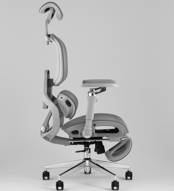 Кресло офисное TopChairs Prodigy с оттоманкой серый