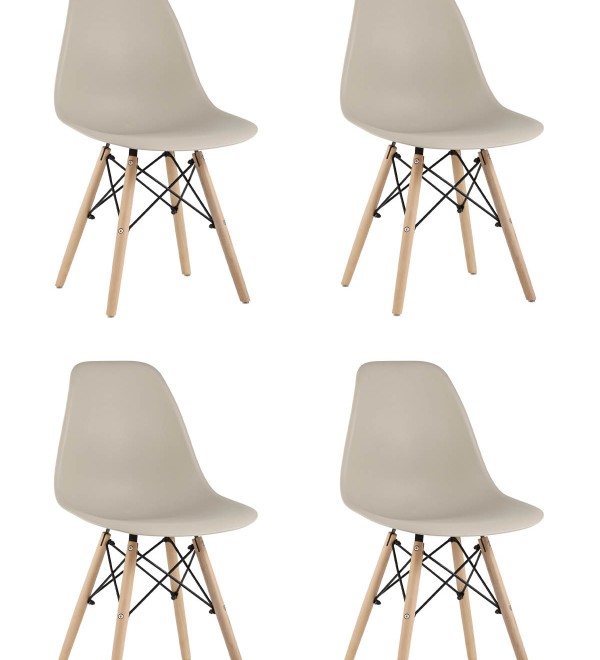 Стул Eames Style DSW бежевый x4 (разборный каркас)