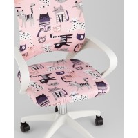 Кресло офисное TopChairs Simple SN Junior принт Pink Cats пластик белый
