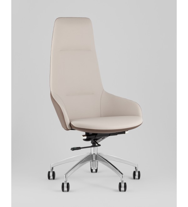 Кресло руководителя TopChairs Soulo светло-серый, коричневый