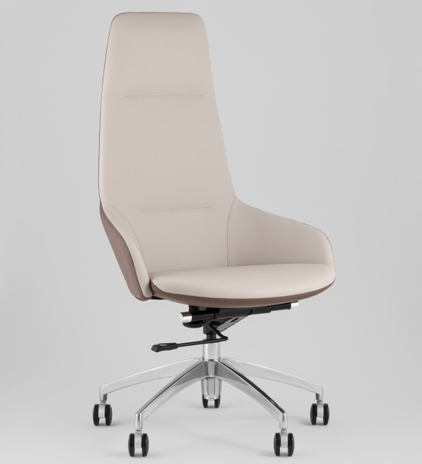 Кресло руководителя TopChairs Soulo светло-серый, коричневый