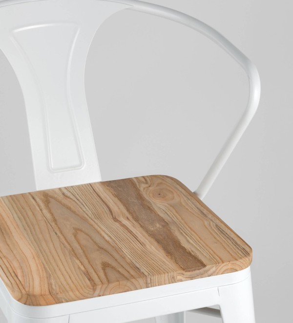 Стул TOLIX ARM WOOD с подлокотниками белый