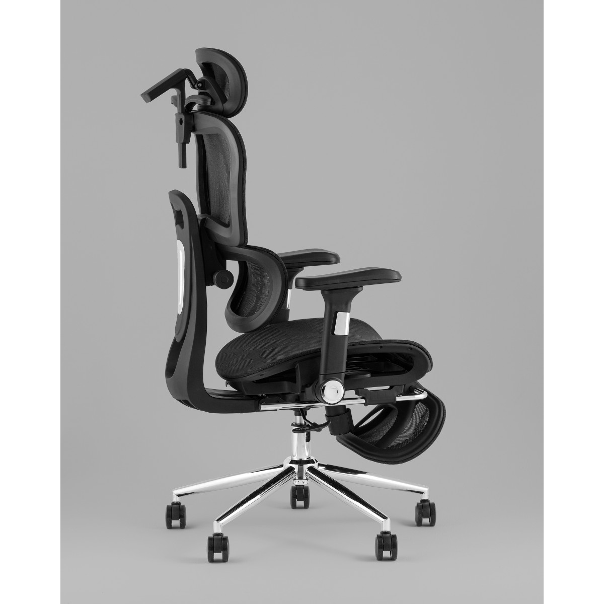 Кресло офисное TopChairs Stich с оттоманкой, черный