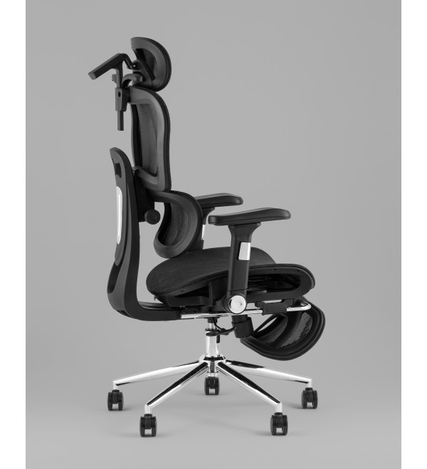 Кресло офисное TopChairs Stich с оттоманкой, черный