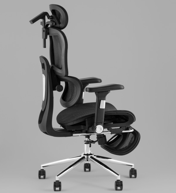 Кресло офисное TopChairs Stich с оттоманкой, черный