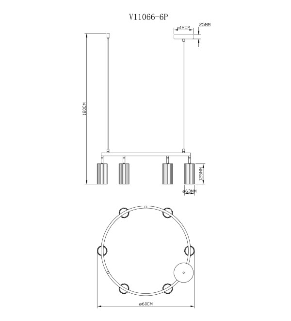 Люстра подвесная Moderli V11601-6P Cora