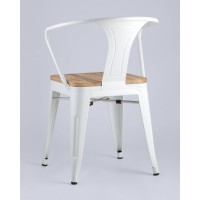 Стул TOLIX ARM WOOD с подлокотниками белый