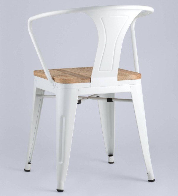 Стул TOLIX ARM WOOD с подлокотниками белый
