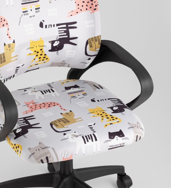 Кресло офисное TopChairs Simple SN Junior принт Blue Cats пластик черный