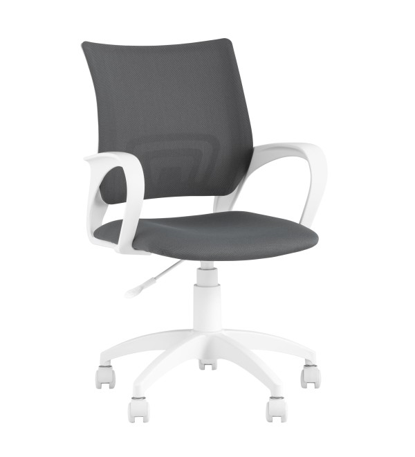 Кресло офисное Topchairs ST-BASIC-W серая ткань крестовина белый пластик