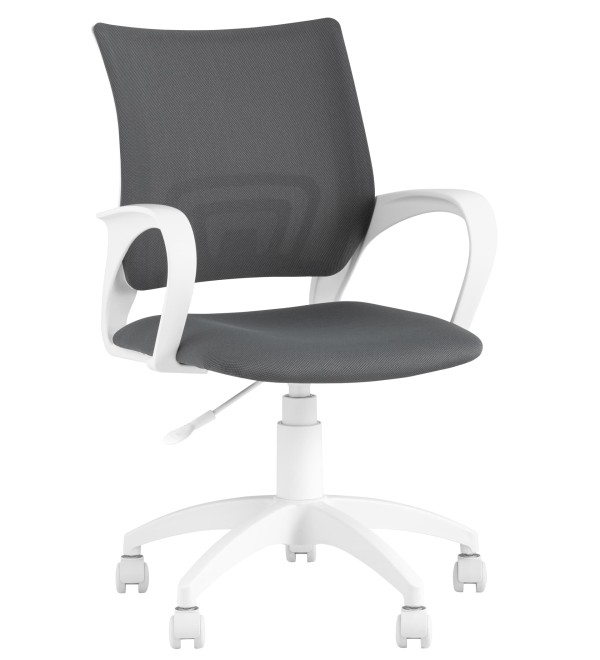 Кресло офисное Topchairs ST-BASIC-W серая ткань крестовина белый пластик