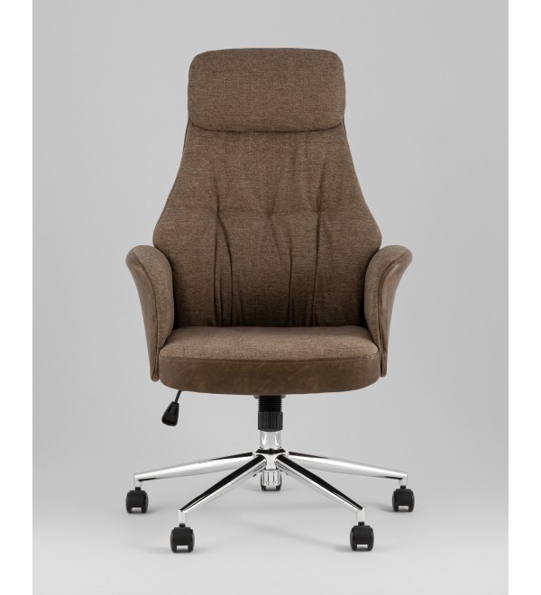 Кресло офисное TopChairs Neoma коричневый экокожа ткань